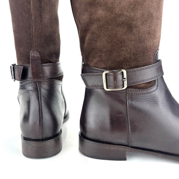 Garnet Hill Charity Italian Over-The-Knee Riding Boot Sz 6.5 Brown Suede/Leather - Picture 11 of 16
